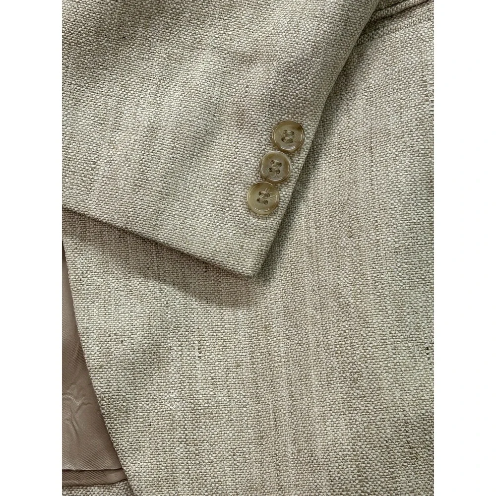 Austin Manor Blazer Men Size 40s Beige Tan Silk Tweed Sports Coat Wedding Office
